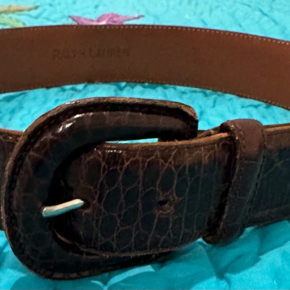 Vintage Ralph  Lauren brown women’s  belt ,size small 30” W reptile embossed. - Picture 10 of 15